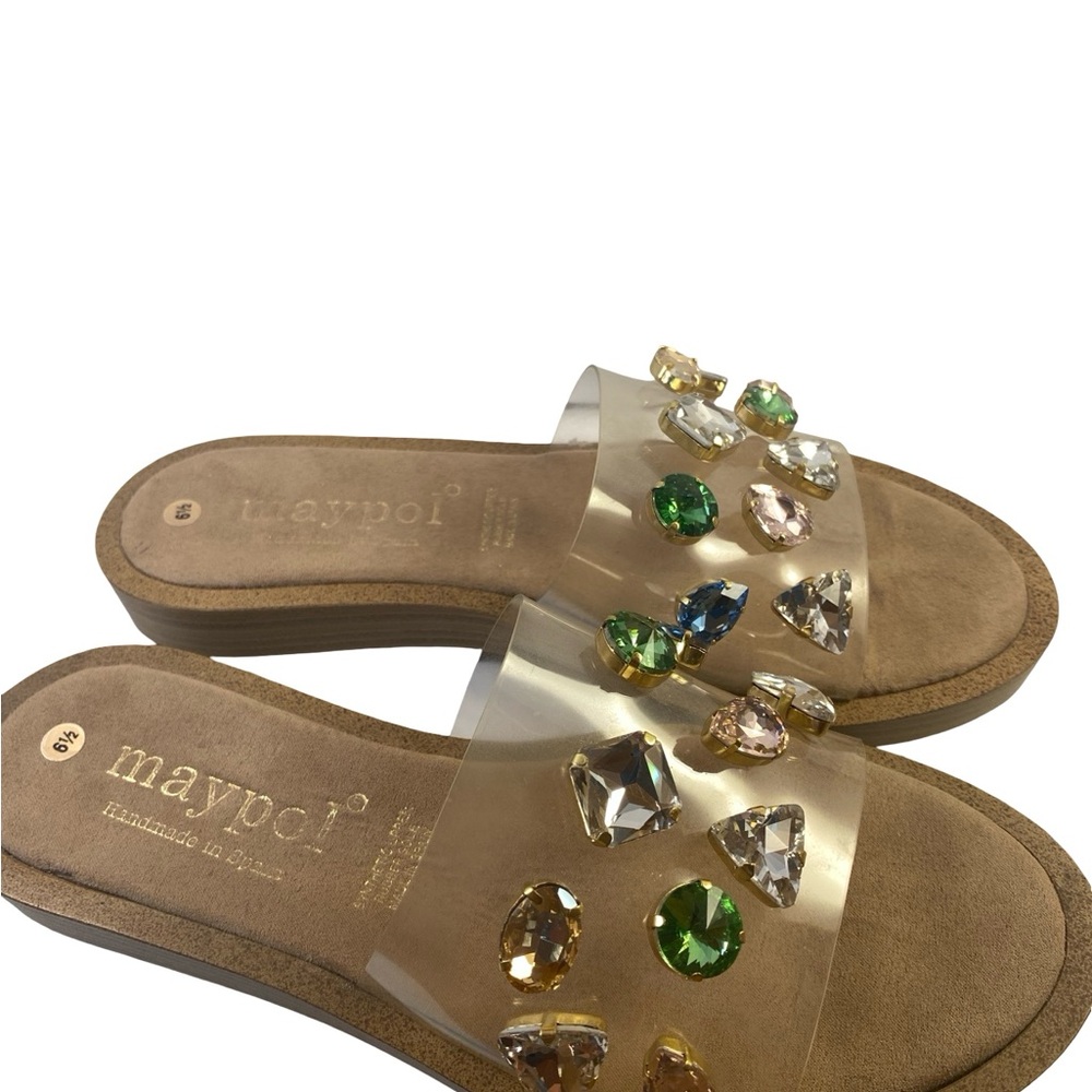 Anthropology Maypol Women's Gem-Embellished Sandals - Tan Size 37 or 6.5